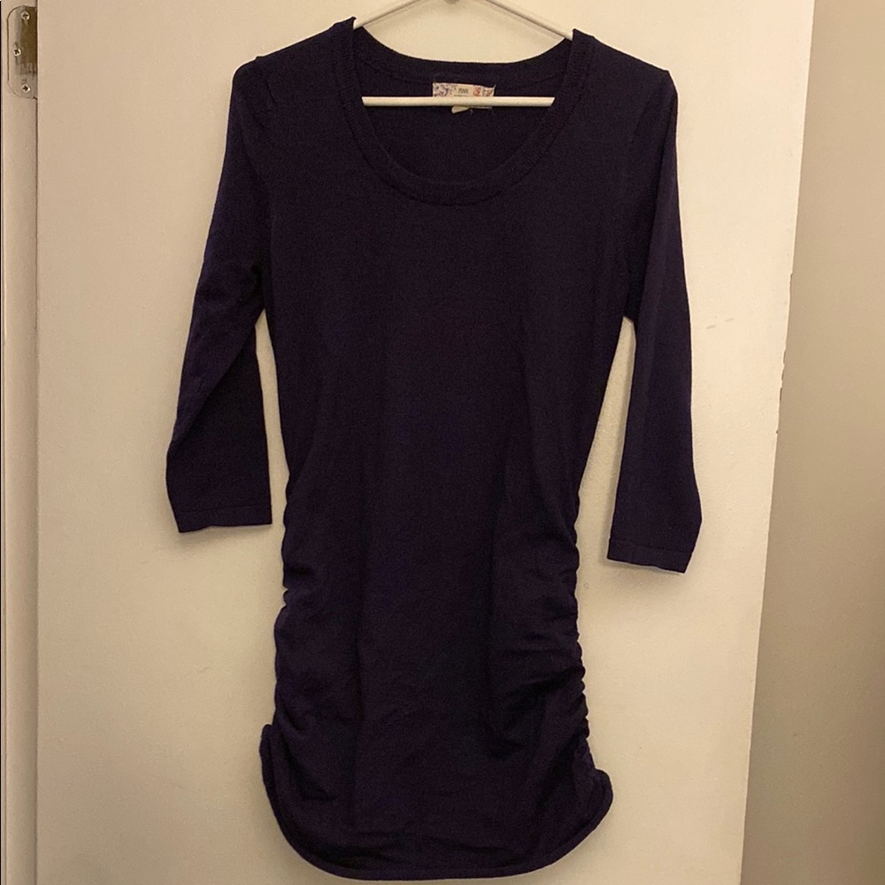 Pink Republic Purple Ruched 3/4 Sleeve Scoop Neck Tunic